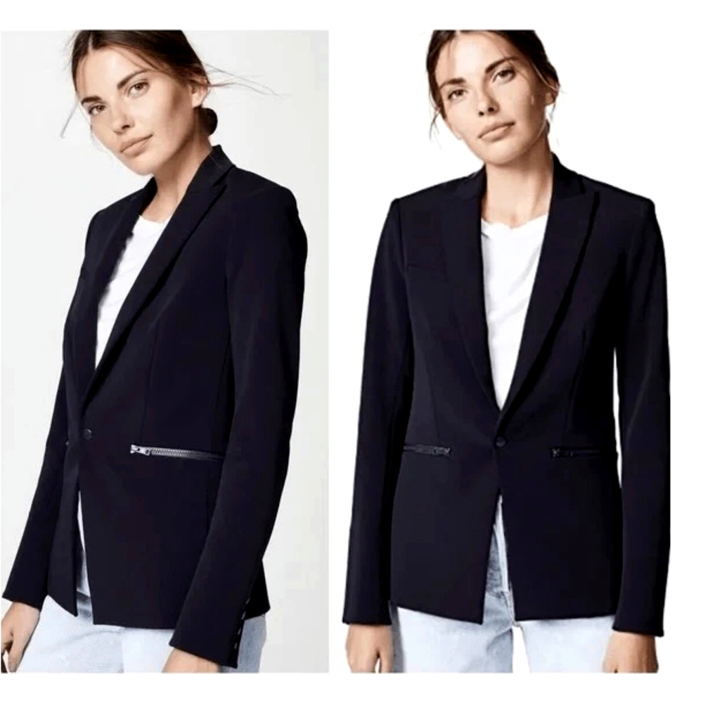 Veronica Beard 0 Iconic Scuba Dickey Jacket $645 Bi Stretch Blazer Black NWT